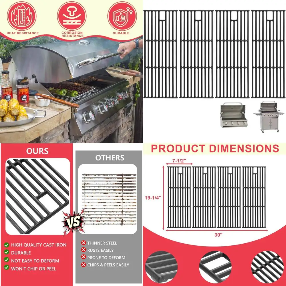 

Bull 4-Burner Grill Replacement Grates for Models 527036, 47628AGA, 47628CE, 47629, 87001, 87002, 87048, 44000, 44001, 26001, Ou