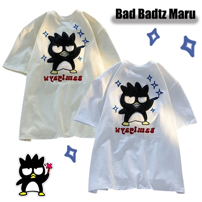 

Sanrio Kawaii Bad Badtz Maru T Shirt Cartoon Cute Loose Cotton Couple Top Student Fashion Anime Short Sleeves Gift for Girl
