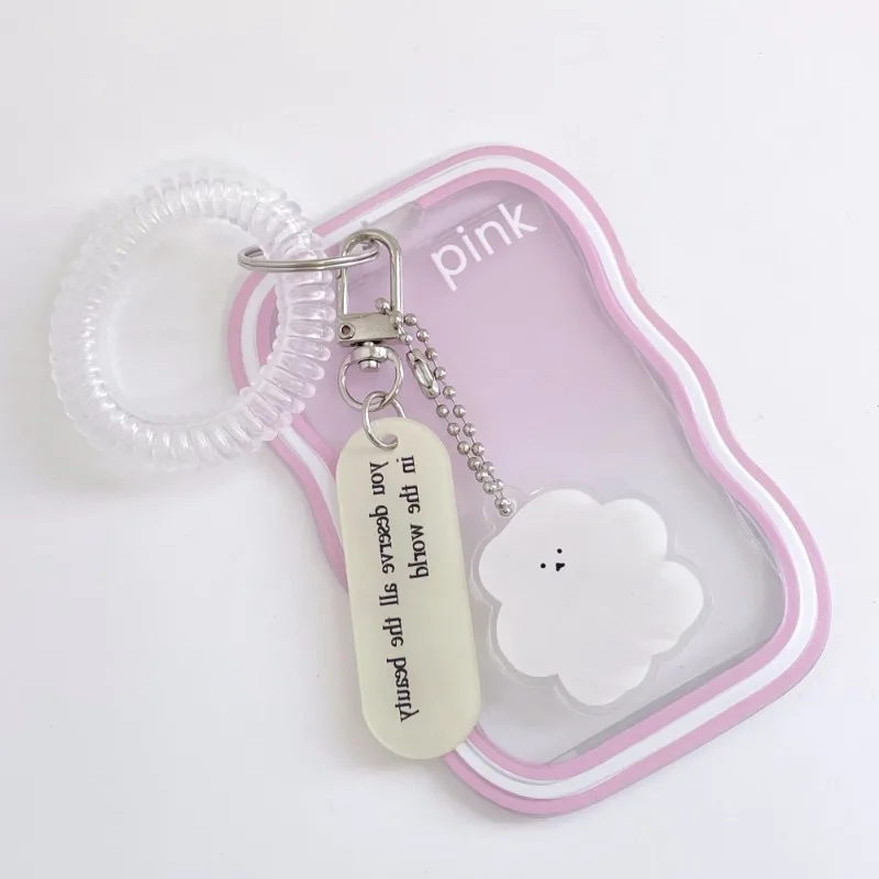 Creative Design Kpop Photocard Holder Transparent Card Holder Keychain Photo Sleeves Bus Card Student Card Case Photo Protector