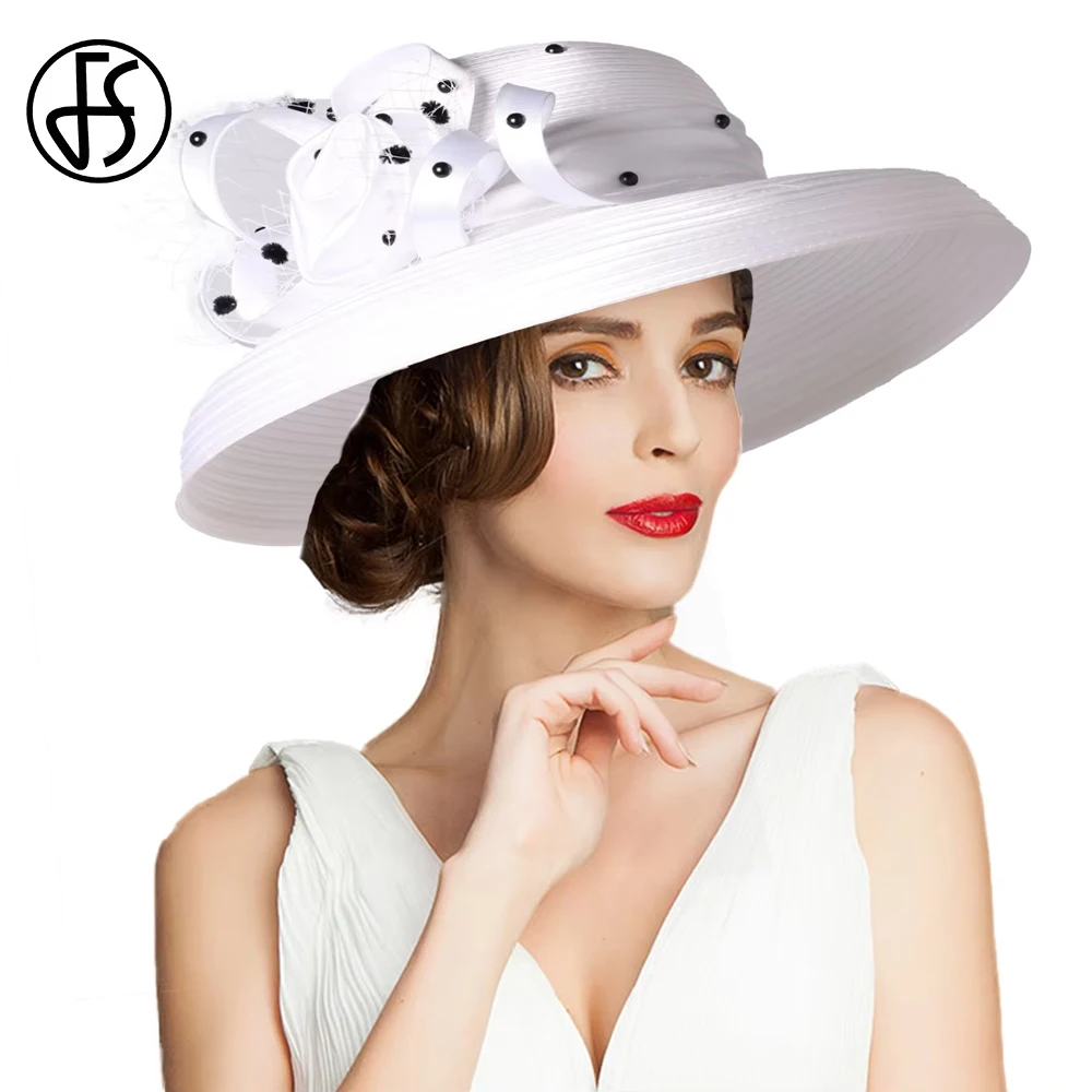 fs-ワイドブリム-ケンタッキーダービーハット-花柄教会帽子-女性用-エレガントな黒白ベール-ティーパーティー-ファシネーターキャップ-ソンブレロ-ムヘール