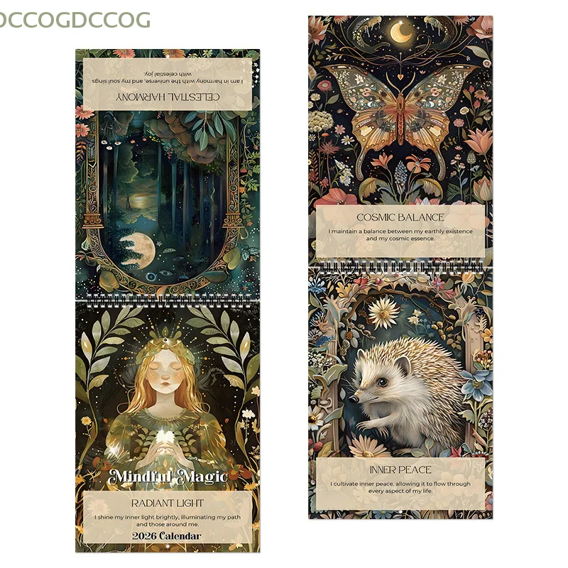 

Настольный календарь Dark Wind Mindful Magic 2026 Декоративный настенный календарь - ежегодный планировщик