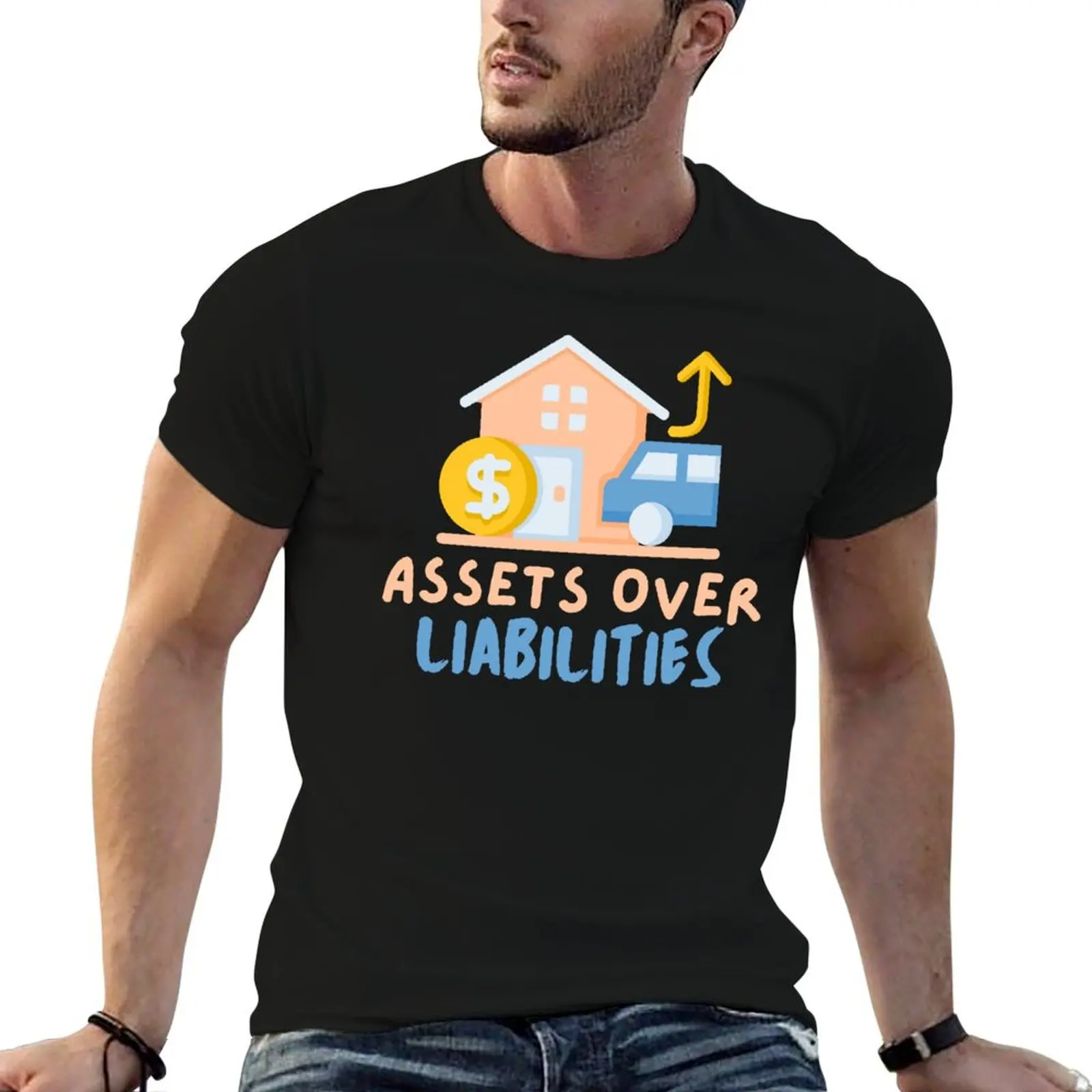 Assets over liabilities - gift for accountant, funny accounting quote T-Shirt Simple Casual Short Sleeve Tee