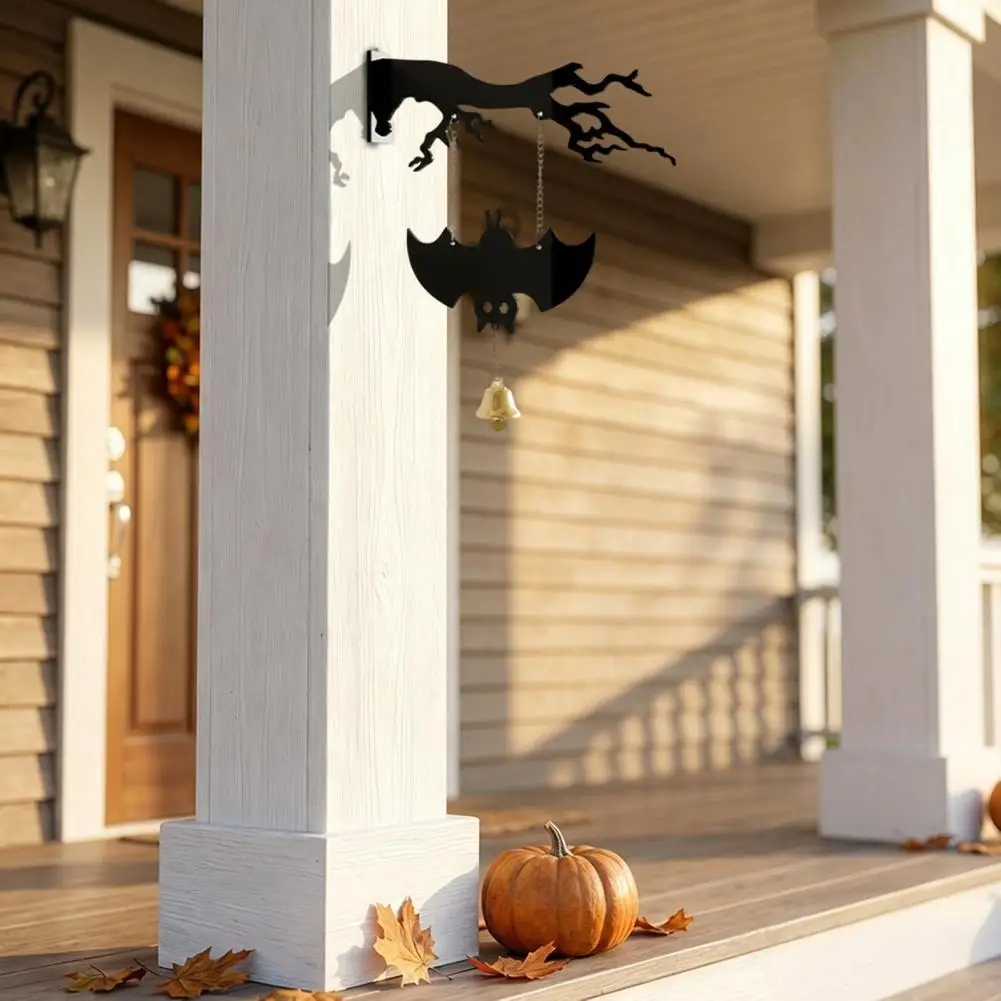 Even Color Filling Halloween Decor Wall Mounted Hanging Bell Sound Ghost Bat Halloween Dinner Bell Decorative Outdoor Front Door