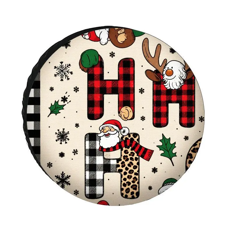 Fit Christmas Tire Cover With Santa, Reindeer, Leopard Print & Plaid Patterns - Heavy-Duty UV/Dust Resistant All-Terrain Car Whe