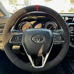 Customization Car Steering Wheel Cover Hand Sewing Suede Leather Non-Slip For Toyota Corolla RAV4 2019-2022 Camry 2018-2022