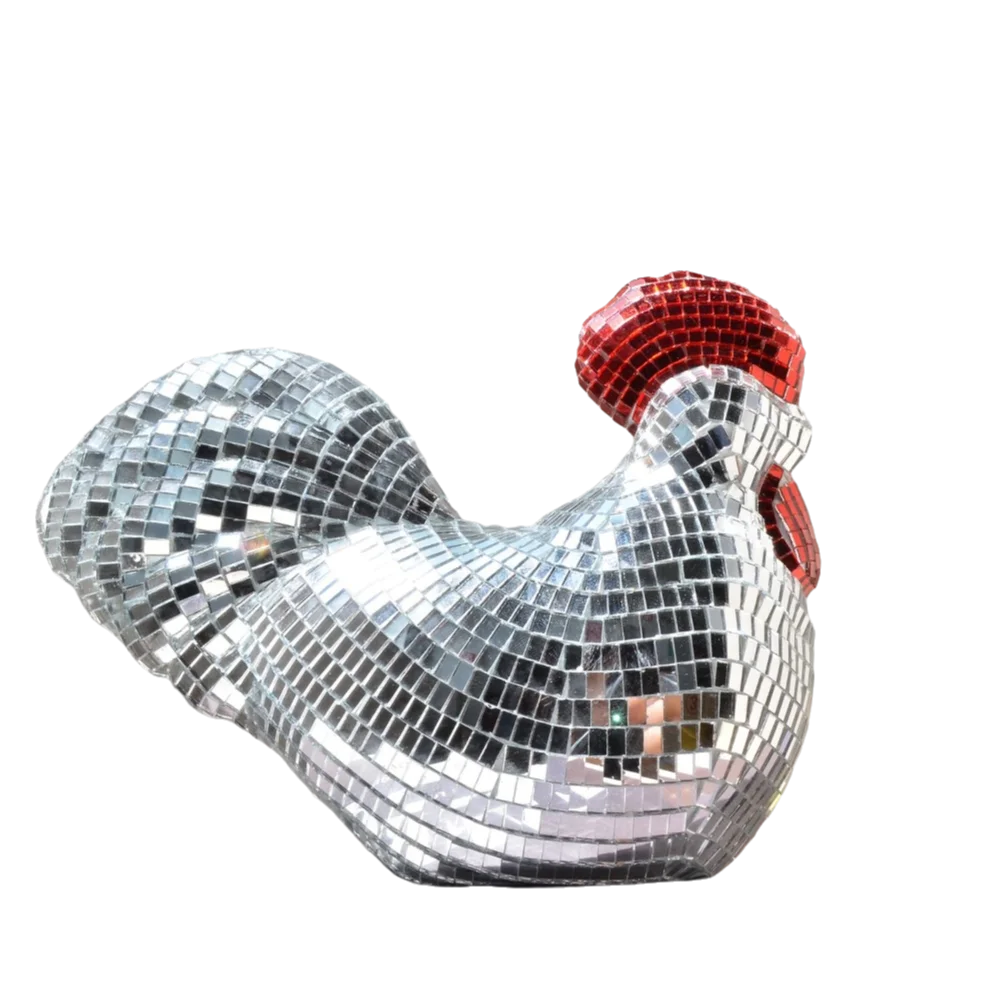 High Quality Creative Mirror Disco Balls Chicken Shape Exquisite Chicken Sculptures Models Statue Gift