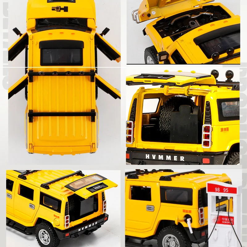 Hummer H2 escala 1/24, aleación fundida, coche extraíble, juguete coleccionable, regalos para niños