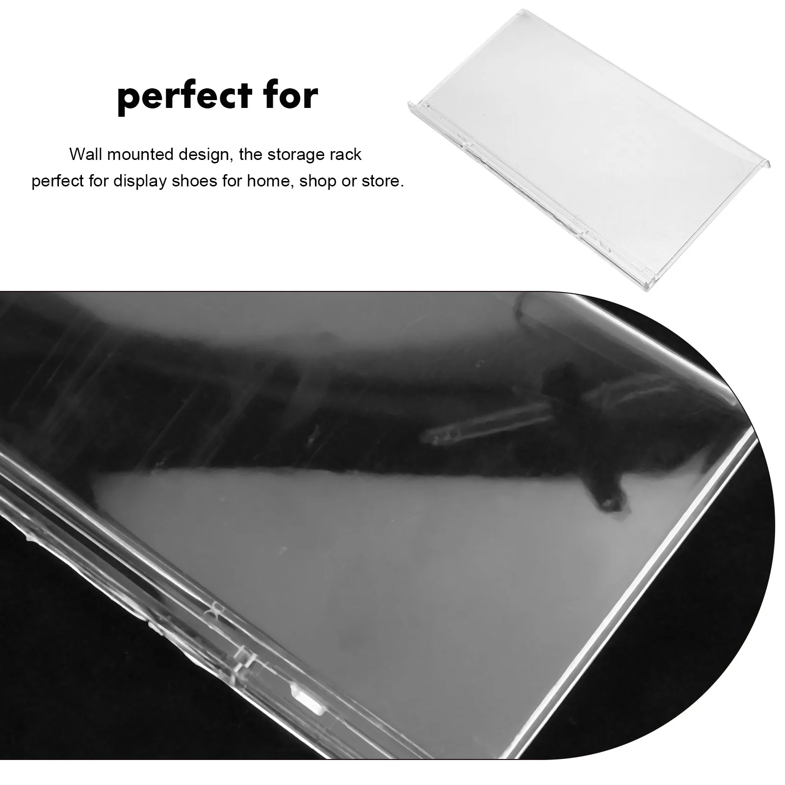 Wall-Mounted Shoe Rack Grooved Plastic Display Shelf Sneakers Floating Wall Storage Clear Space-Saving Home Store Use