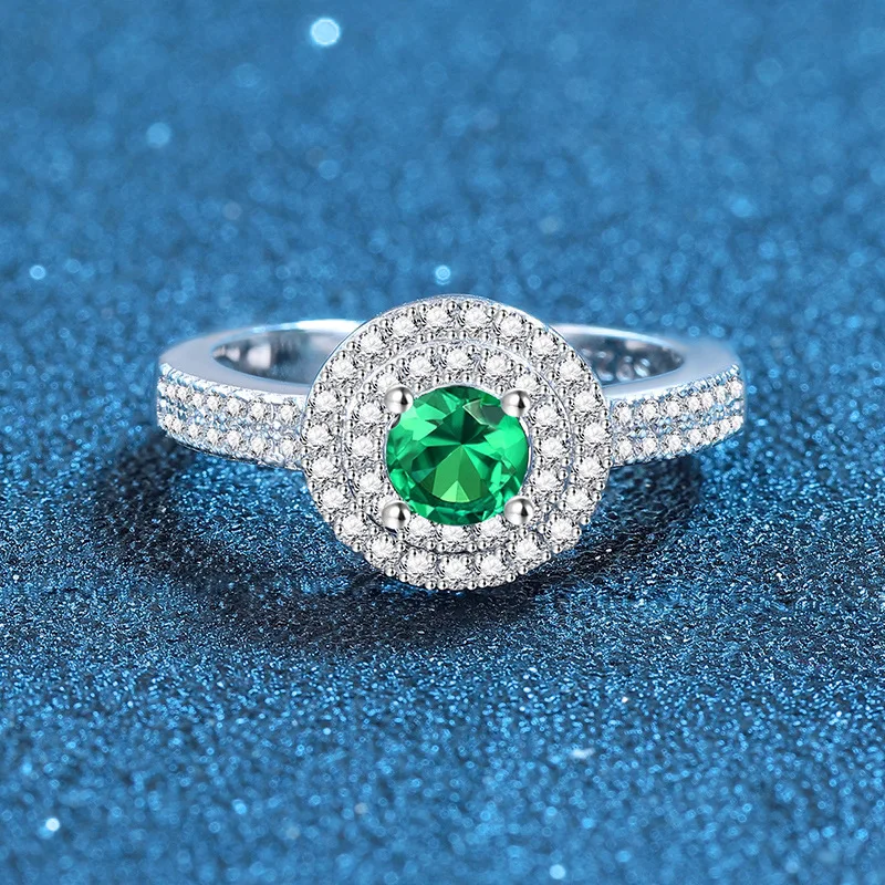 

Luxury Solid Platinum PT950 Women's Round Purple Green Blue Red Moissanite Diamond Ring