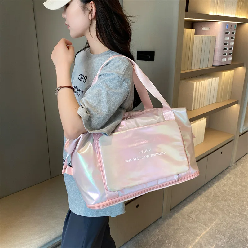 Bright sports and fitness foldable large capacity travel trendy luggage storage yoga bag