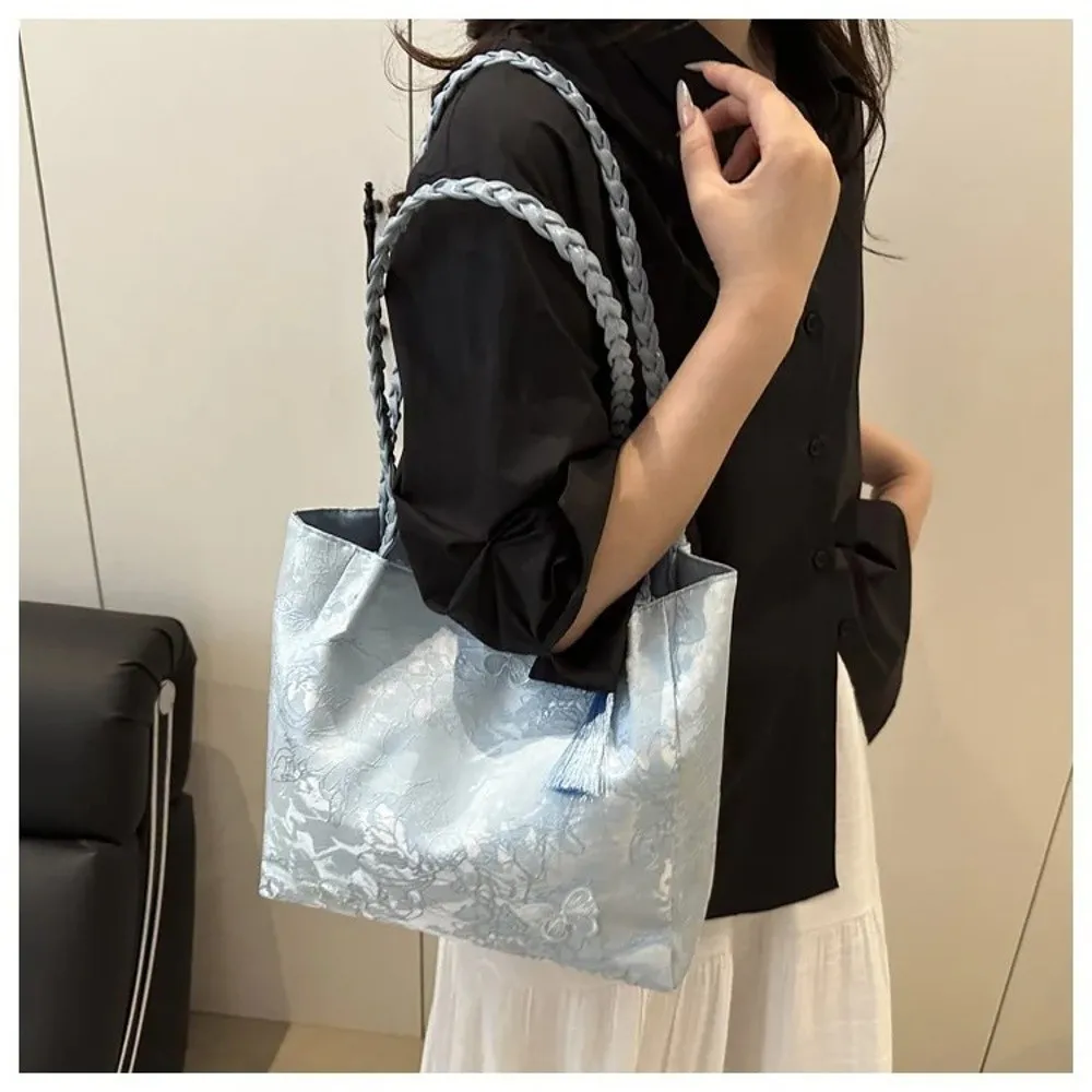 Neue Freizeittasche im chinesischen Stil mit Textur, vielseitige Handtasche mit antiken Hanfu-Elementen, große Kapazität, Arbeitstasche, Geschenk – Detail 16