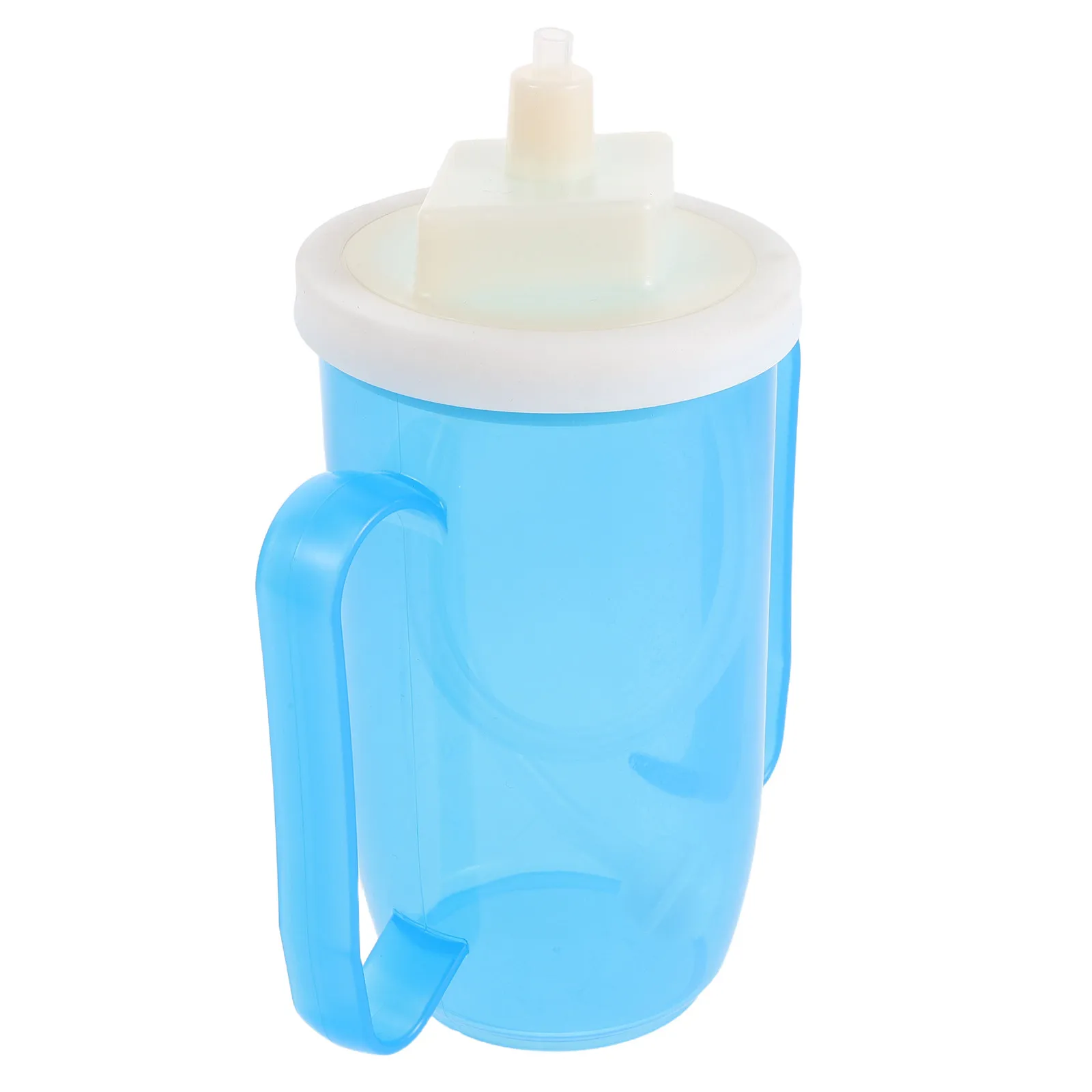 Adult No Spill Elderly Drinking Cup with 2 Adaptive Handles Leak Proof Choking Prevention Sip Straw for Bedridden Dysphagia