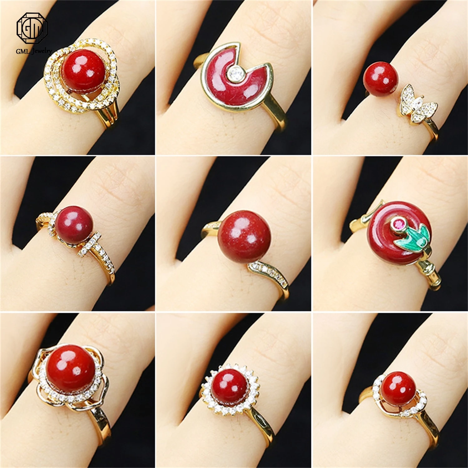 High Content Purple Gold Sand Cinnabar Ring For Women Inlaid Rhinestone Raw Ore Gemstone Ring Luxury Elegant Jewelry Gift