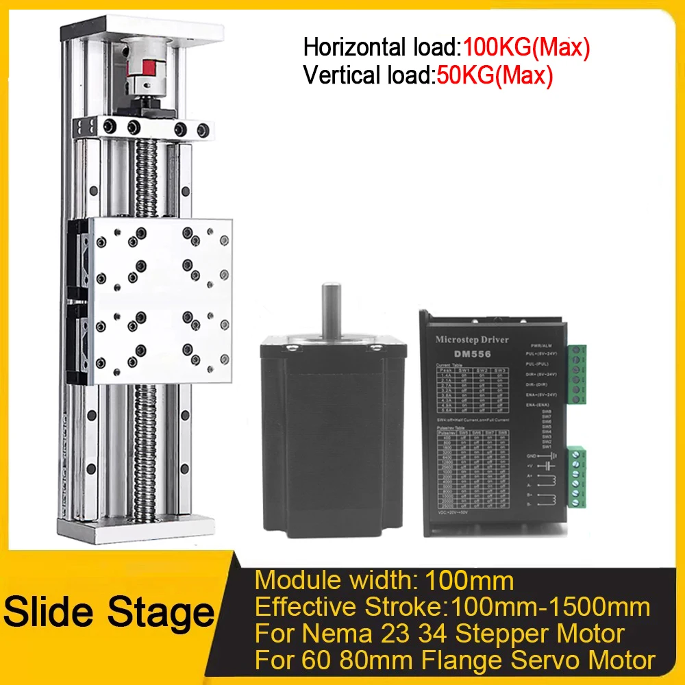 الشريحة المرحلة مزدوجة الخطية السكك الحديدية XYZ محور BallScrew1605 1610 ل Nema 23 34 محرك متدرج 60 80 مللي متر شفة محرك معزز Maxload 100 كجم