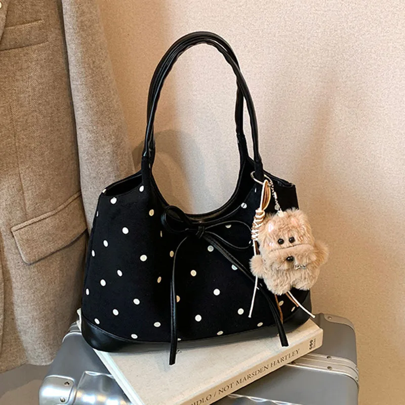 Women's Fashion Bag Retro Leisure Tote Bag Autumn New Korean Style Fashion Polka Dot Underarm Bag With Large Capacity Mini Bag