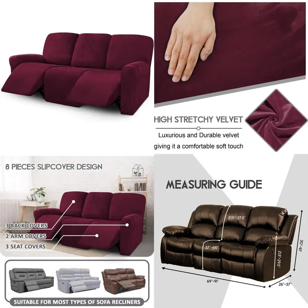 

Эластичные чехлы для диванов с откидной спинкой — чехлы для диванов из 8 предметов для 3 подушек с откидной спинкой, защита мебели