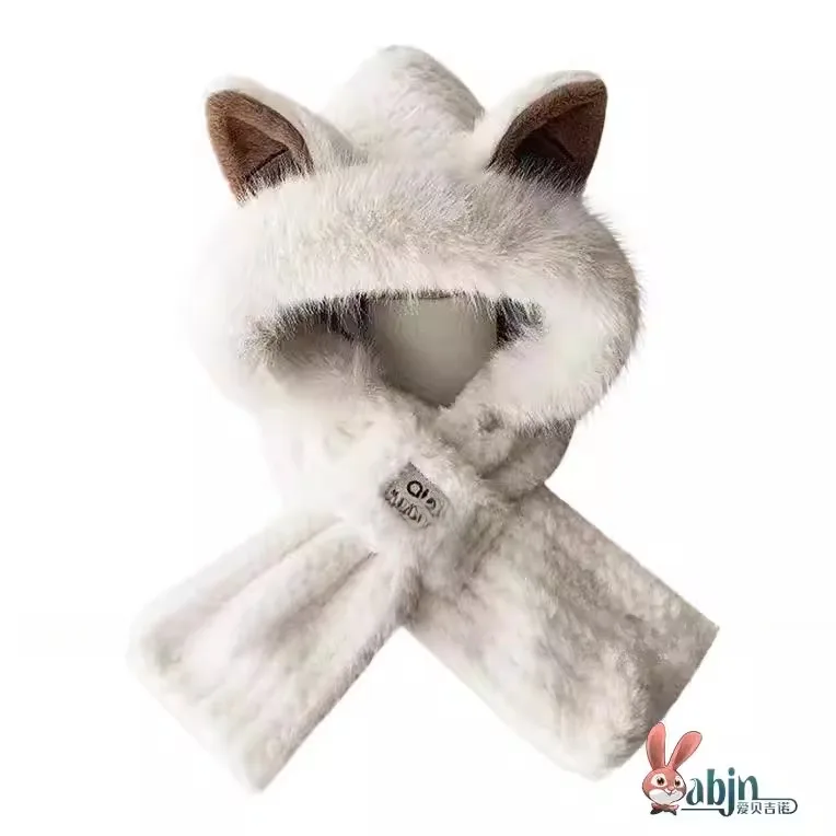 

Утепленный зимний комплект: шапка и шарф для женщин, теплый, с защитой ушей, милый дизайн, для небольшого лица, одежда для фитнеса