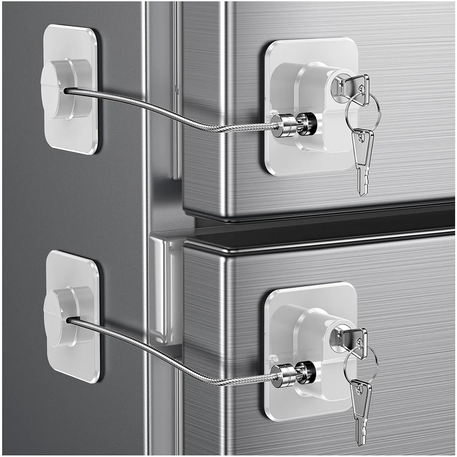 2 Pcs Refrigerator Door Lock, Child Proof Fridge Door Lock for Kitchen Freezer, Cabinets and Drawers, Air Oven Air Fryer,Windows