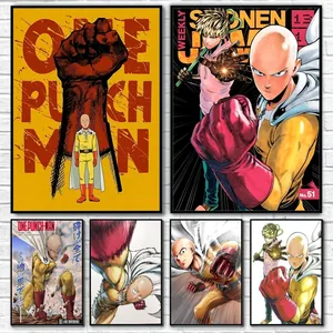 Affiche Anime-ONE P-PUNCHS-MAN Impression d’art mural collant Salon imperméable Salon Chambre Bar Corridor Décoration esthétique 8 meilleures affiches de ventes One Punch Man - No 5