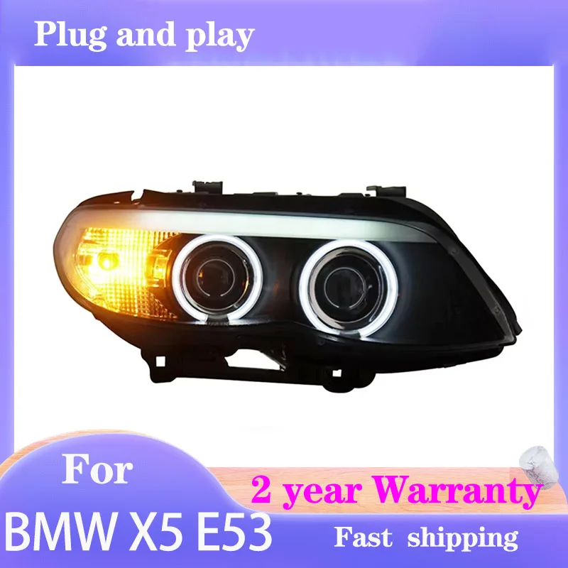 

2Pcs Headlight For BMW X5 E53 Headlights 2004-2006 X5 Head Light DRL Turn Signal Low High Beam Projector Lens