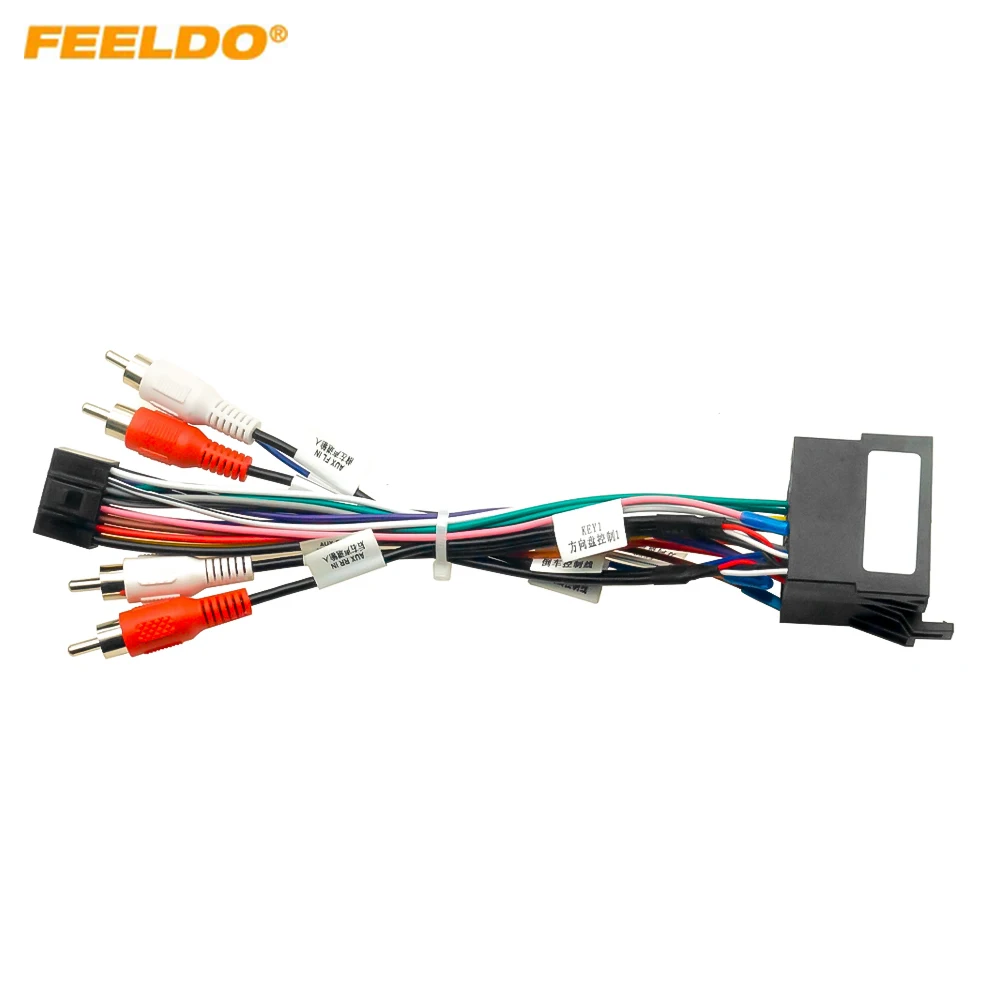 FEELDO Car 16pin Power Cord Wiring Harness Adapter For Audi A3/A4 (04-06)/A6 (04-10) Installation Head Unit Cable