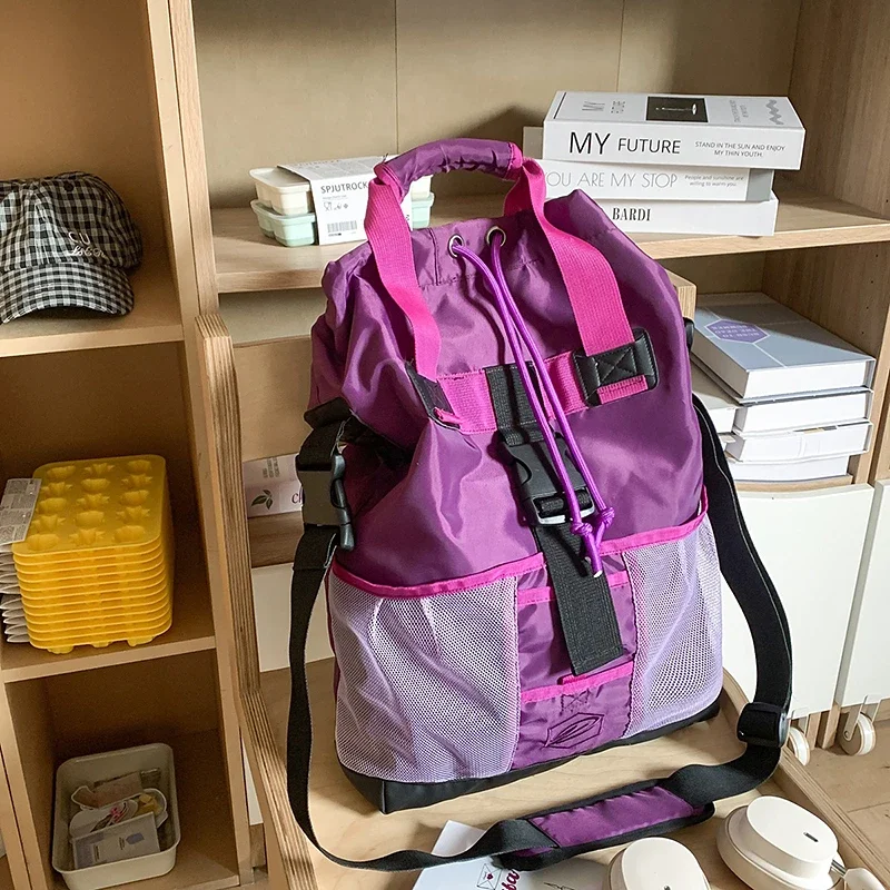 

Purple Waterproof Nylon Shoulder Crossbody Women And Men Large Capacity Casual Travel Handbag Tote Versatile Unisex School Bag