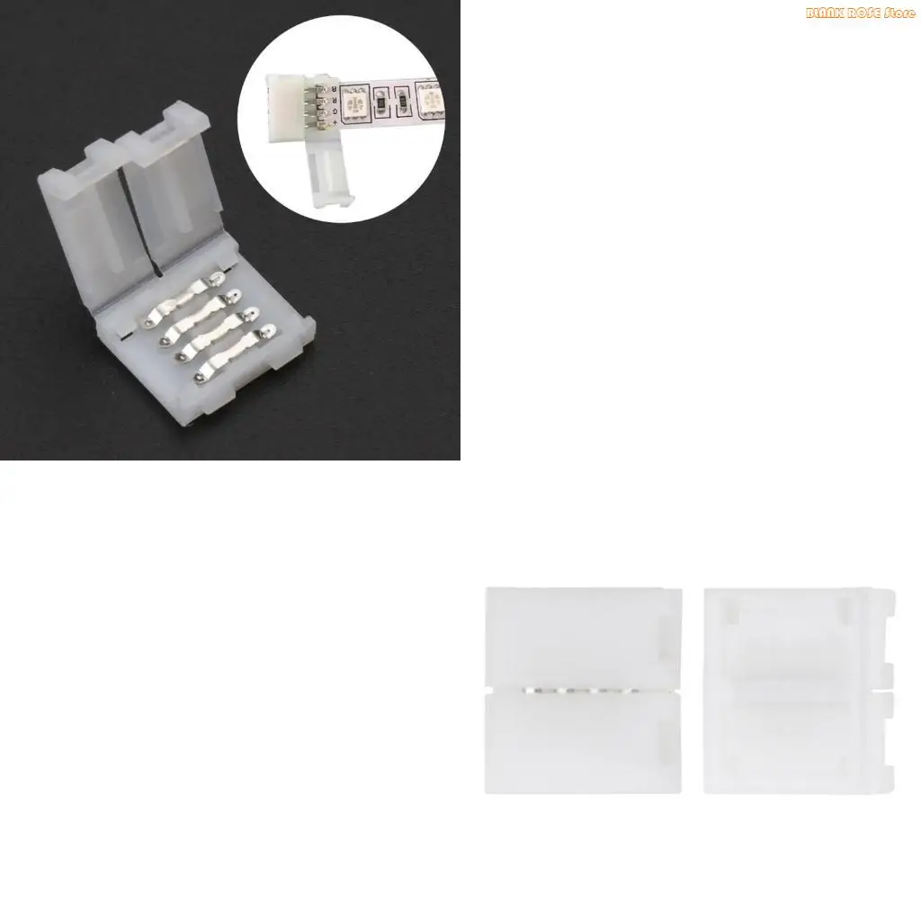 K1AE Solderless Clip-on Coupler Connector 4 Pin 10mm For 5050 RGB LED Strip Light