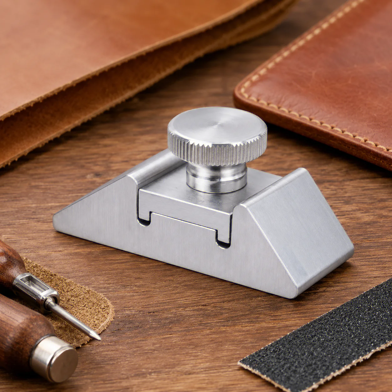Leather Edge Sanding Holder, Beech Wood Sandpaper Clamp, Handmade DIY Leather Edge Trimming, Burnishing & Polishing Tool