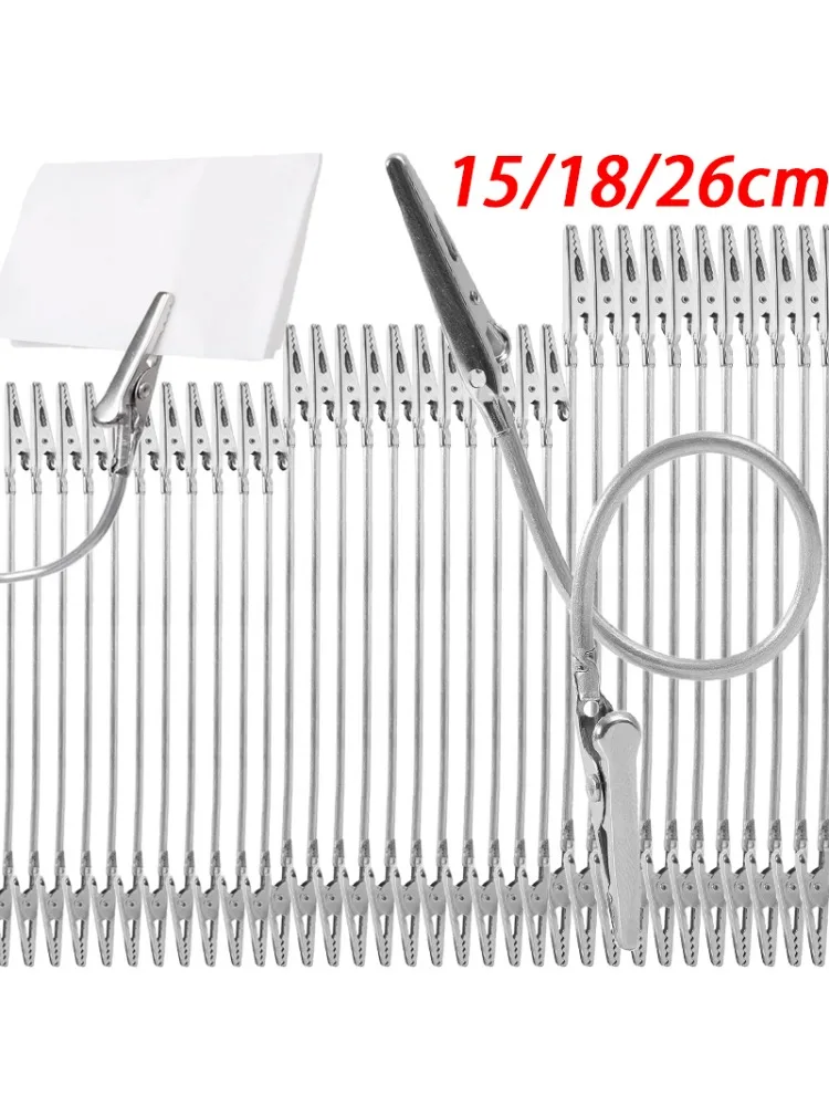 1/20 pièces broches de tuyau longues en métal flexibles pour bricolage carte Photo Double extrémités pinces crocodile pince maison alliage mémo porte-Photo supports