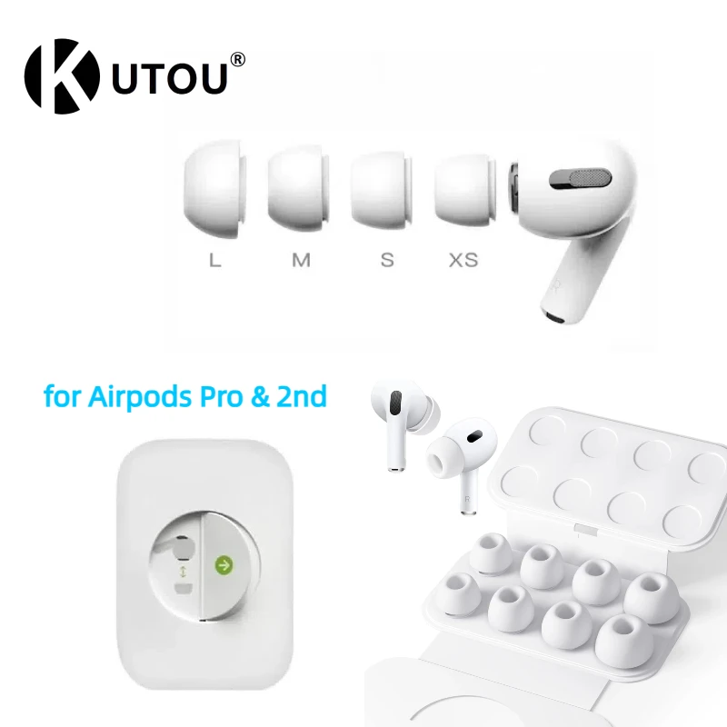 4 Pairs Replacement Ear Tips for Airpods Pro/Airpods Pro 2 Pad Earplugs Ear Caps with Noise Reduction with Portable Storage