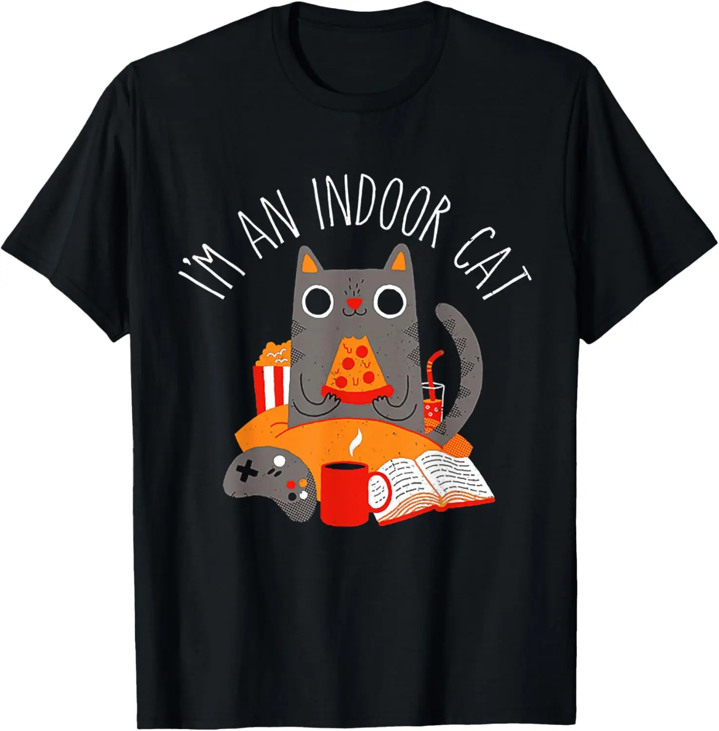 Home Cats Reading Books Drinking Coffee Playing Games Unisex Fun T-Shirt