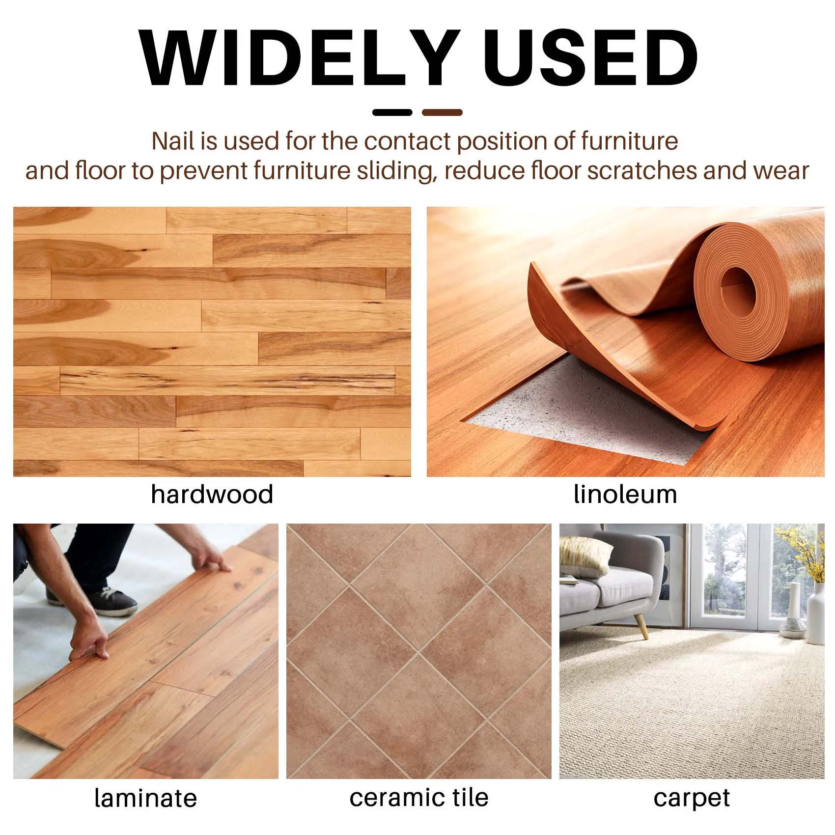 A67K-100 PCS Chair Table Furniture Leg Bottom Feet Plastic Pads Glides Skid Nail Wood Floor Furniture Protector Noise Killer image 3