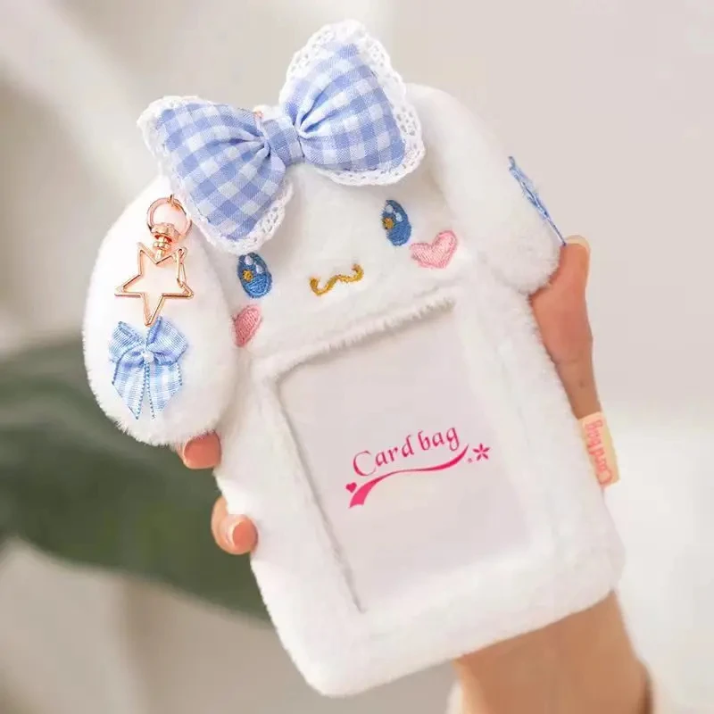 Anime Sanrio Hello Kitty peluche Card Cover Cute My Melody Kuromi Cinnamoroll Id Holder portachiavi Bus Card studente Campus Card