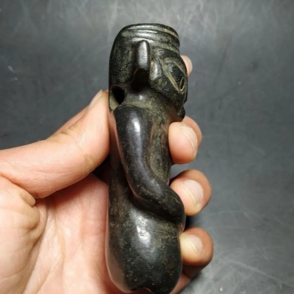 China Tibetan Old Hongshan Culture Meteorite Ironstone Alien Statue Ornament