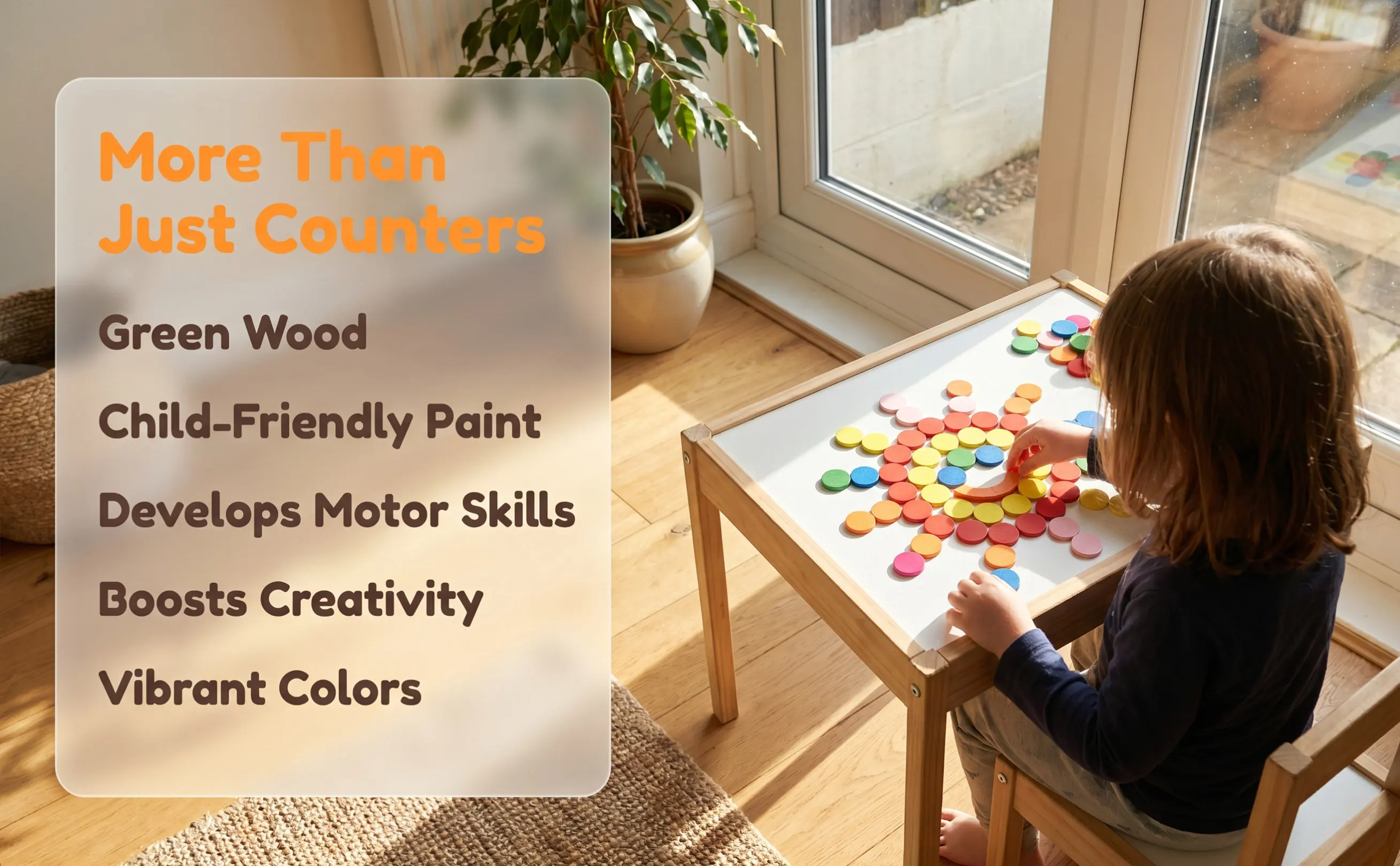 50Pcs Round Wood Pieces Colorful Wooden Discs Educational Math Aids for Pupils Learning DIY Handwork Wood Piece Round