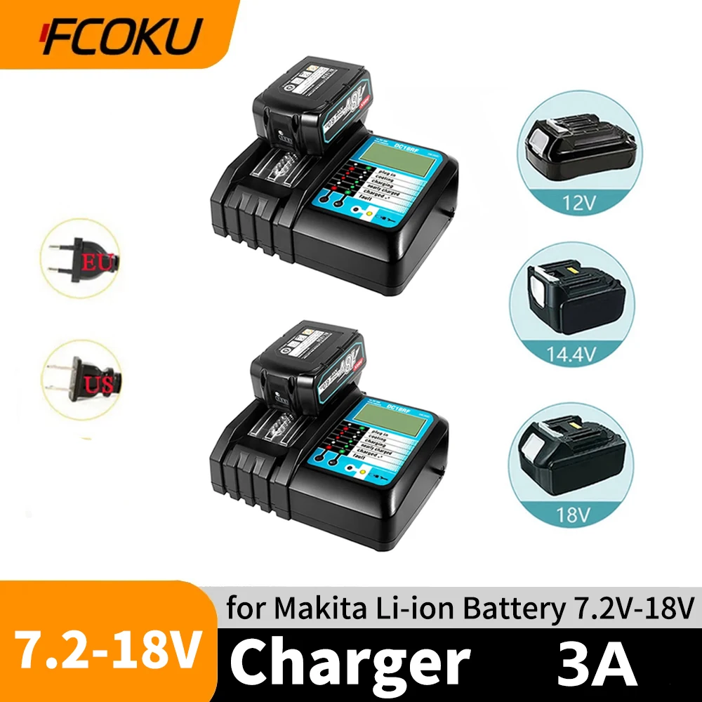 

3A DC18RC Replacement Charger for Makita Battery Charger 18V 14.4V BL1860 BL1850 BL1840 BL1830 BL1820 BL1415 BL1440 DC18RC