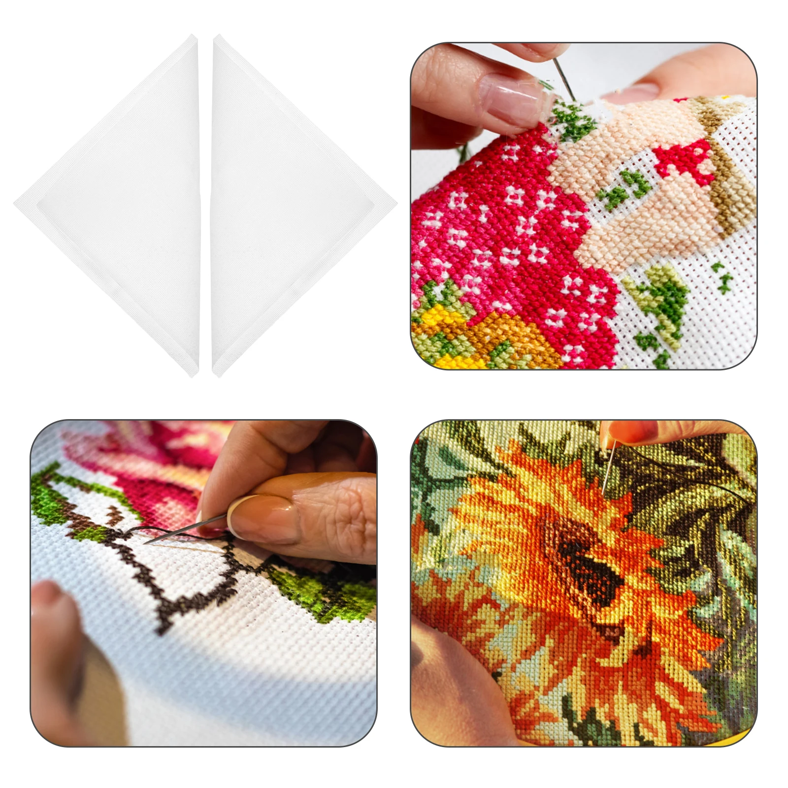 

2 Sheets White Cross Stitch Fabric Embroidery Cloth DIY Supplies Grid Print Precise Stitching Holes Long Term Use Versatile