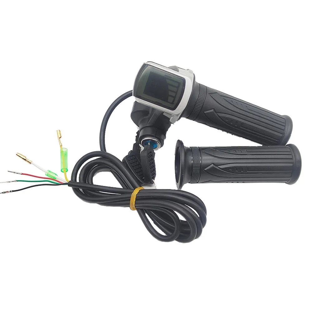 

36V 48V Electric Bike Throttle Power Indicator LCD Display Scooter Throttle Grip Speed Control Key Lock Throttle Accelerator