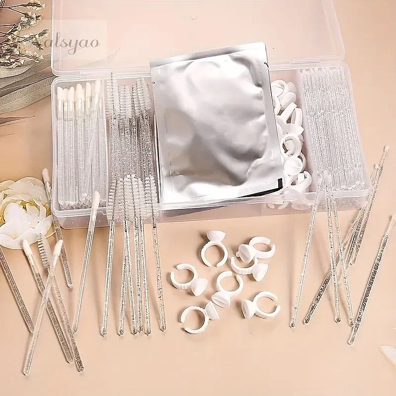Eyelash Extension Storage Box 130Pcs – Vertical 5-Grid Rectangle Case with Cover, Holder for Glue & Tweezers, Makeup Organizer