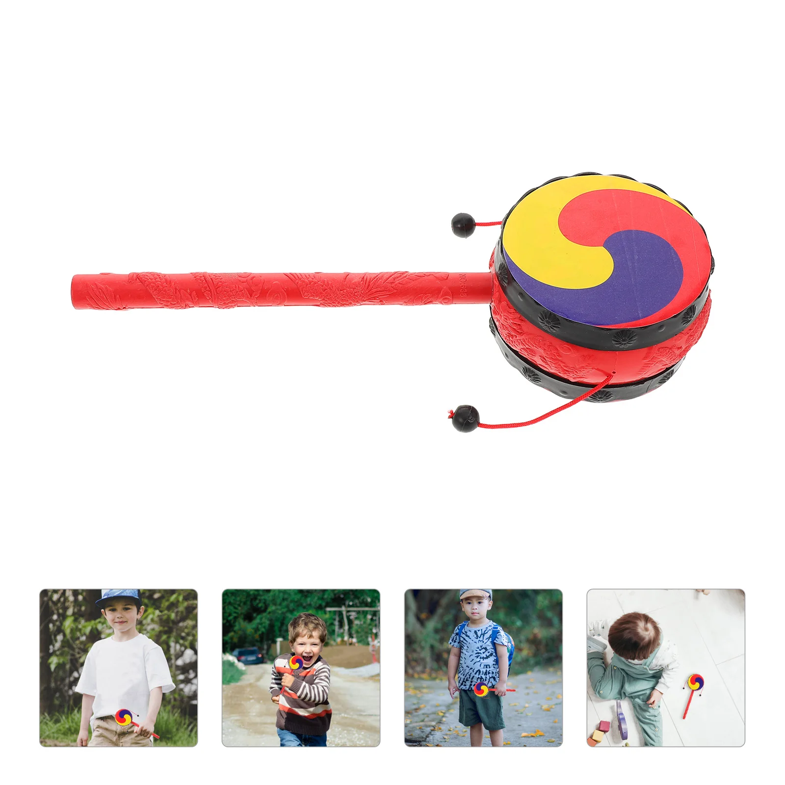 Koreaanse Taeg Kids Hand Peuter Muziekinstrument Voorschoolse Percussie Draaiende Rammelaar Baby Vloertrommel Educatieve Activiteit Hout