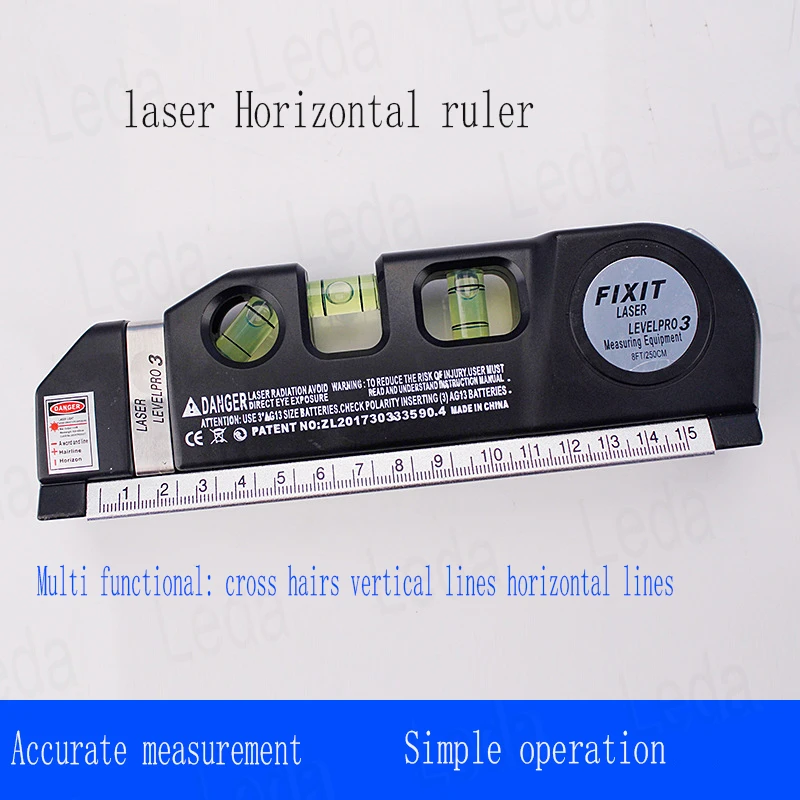 

1pcs Multi -Functional Laser Level Horizontal Aligner Bubbles Ruler Cross Hairs\ Vertical Lines\ Transverse Line Tape Measure