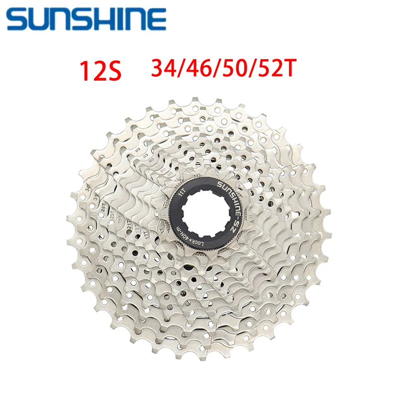 SUNSHINE 12 Speed Cassette MTB Mountain Bike Road Bicycle Freewheel 11-30 34 46 50 52T Compatible with SHIMANO SRAM