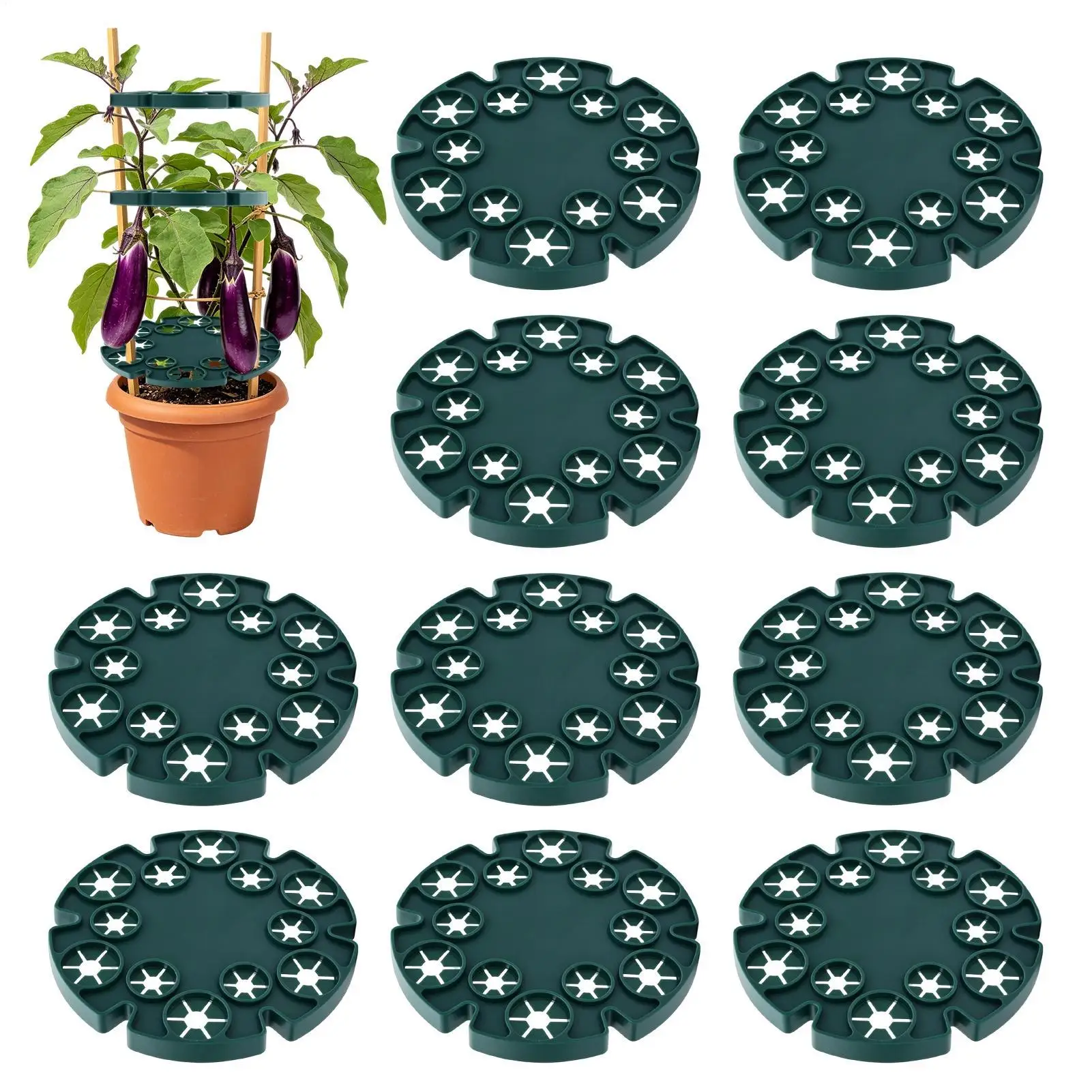 

Plant Stem Support 12 Holes Vertical Climbing Rings 10-pieces Monstera Plant Support For Outdoor Gardening Greenhouse House Peas