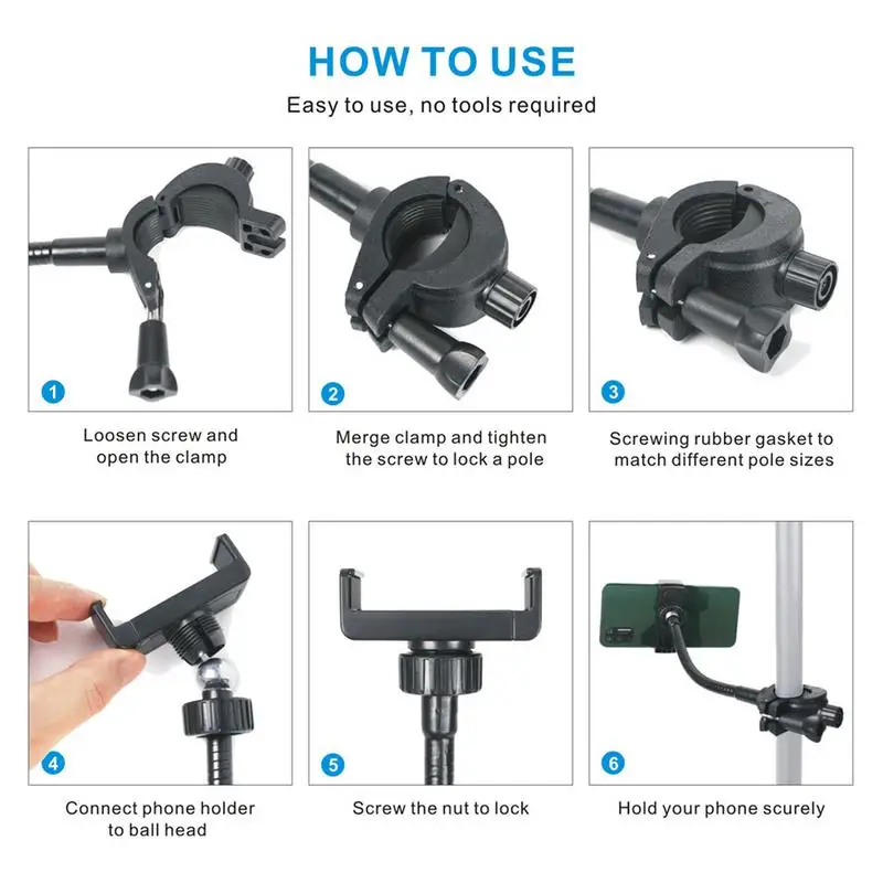 Mic Stand Phone Holder Music Stands Phone Holders Adjustable Mount With Long Gooseneck Arm Flexible For Drum Music Club Studio