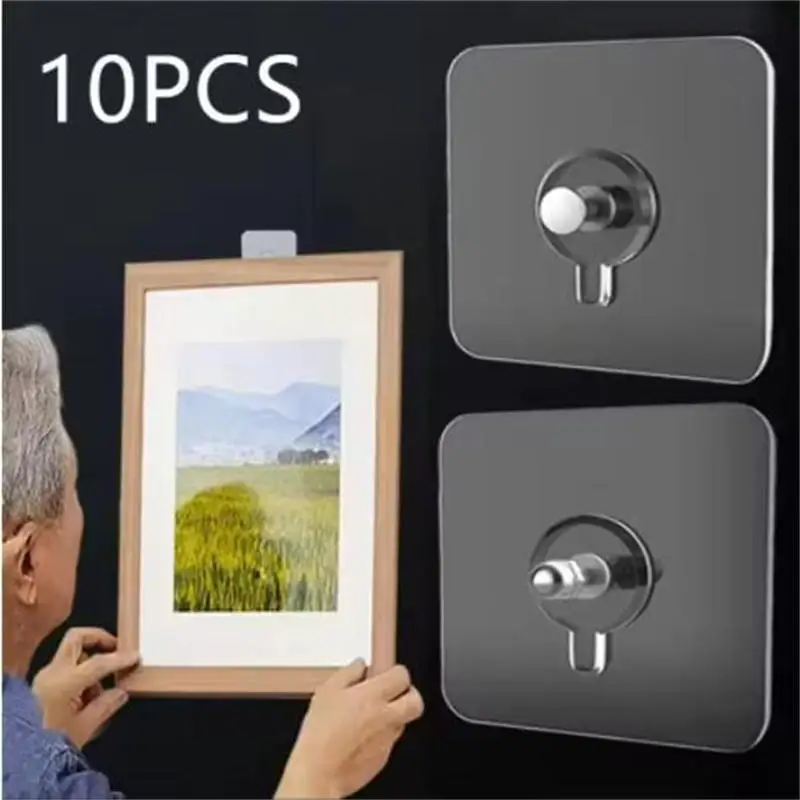 

10PCS Self-Adhesive Wall Hooks | Multi-Purpose Photo Frame Storage Rack | Door Hanger Organizer for Kitchen Bathroom Office