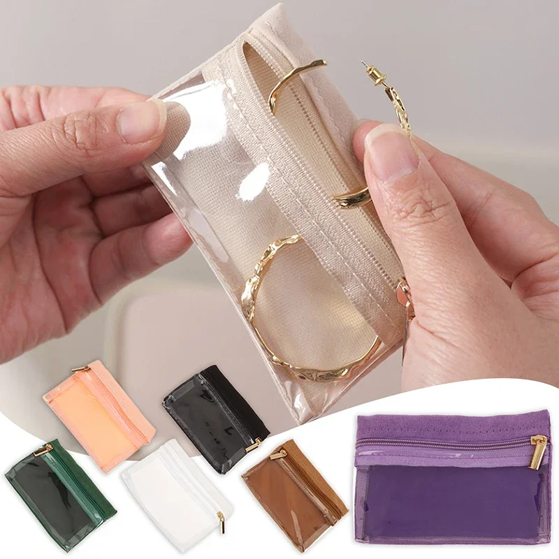 المحمولة زيبر الحقيبة المخملية صندوق مجوهرات أقراط قلادة حلقة سوار الحلي ملحق السفر حقيبة مقاومة للماء والغبار