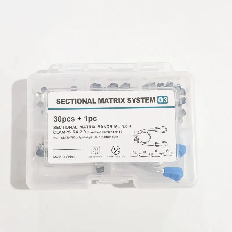 2 Sets Dental Matrix Bands Clamps Kit Sectional Contoured Metal System for Resin Fillings with Separating Rings Tools