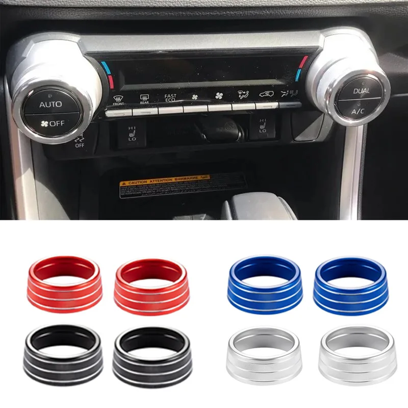 Car AC Climate Control Knob Button Cover Trim Sticker Fit For Toyota RAV4 2019 2020 2021 2022 Auto Accessories