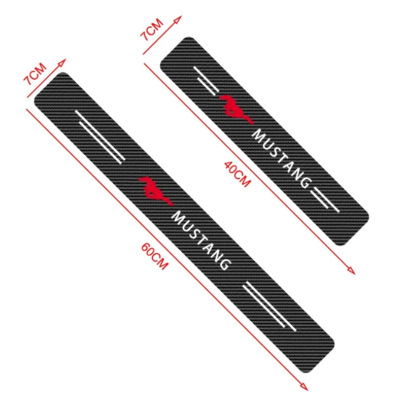 4Pcs Carbon Fiber Car Door Sill Protector Threshold 3D Stickers For Ford Mustang F10 Zapatillas Miniatura Gt Shelby 2015 Mujer