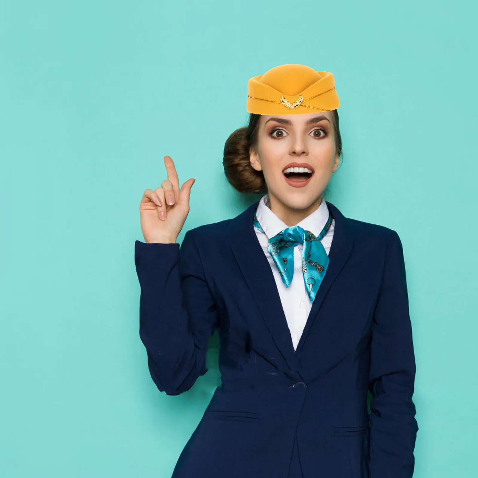 

Hostess Hat Felt Beret Flight Attendant Costume Flight Hats For Halloween Party Cosplay Dress Up Prop Accessory